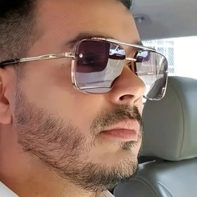 Resim Erkekler için Renkli Gradyan Gri Çift Gözlüklü Moda Gözlükleri - Şık Sokak Giyim Aksesuarı, Dış Mekan Toplantıları ve Fotoğraf Aksesuarları için Mükemmel, İdeal Doğum Günü, Tatil, Parti Hediyesi, Metalik Altın Çerçeve, PC Lensler 