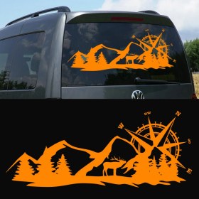 Resim Melek Pazarı Geyik Pusula Dağ Kamp Karavan Off Road Oto STICKER-S1745 