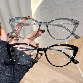 Resim 2 Çift Unisex Retro Kedi Gözü Desenli Düz Çerçeve Gözlük, Günlük Kullanım ve Doğum Günü Hediyeleri İçin Şık ve Çok Yönlü Küçük Çerçeveli 
