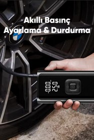 Resim Enkado 4500 Mah Taşınabilir Şarjlı Araç Lastik Hava Şişirme Pompası LED Ekran El Fenerli Oto Hava Kompresör 