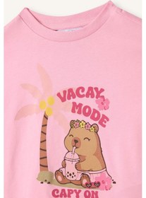 Resim Defacto Relax Fıt Penye Kısa Kollu Tişört Kız Bebek H8232a526smpn649 Pembe-pn649 