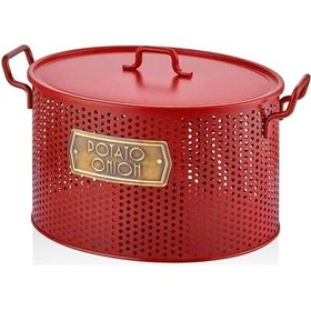 Resim & Soğan Saklama Kabı 2 Hazneli - Kırmızı S 