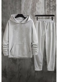 Resim Unisex Ramen Baskılı Eşofman Takımı Gri 