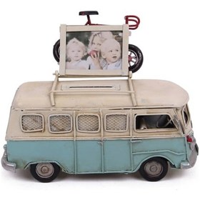 Resim Vintage Tasarım Dekoratif Metal Minibüs Çerçeveli Ve Kumbaralı 