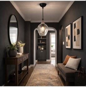 Resim Tt606-1-sy-kr Tt Ayd. Mat Siyah - Krom Basık Camlı Tekli Avize Siyah - Krom - Füme 