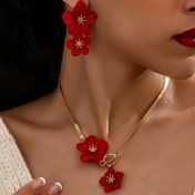 Resim 3 adet/takım Moda ve Şık Çiçek Kolye ve Küpe Takı Seti Kadınların Günlük Toplantıları, Partileri, Tatil Seyahatleri için Uygun ve Festivalde Karınıza Hediye Olarak 