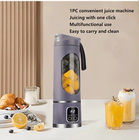 Resim Topnotch Usb Şarjlı Mor Mini Portatif Elektrikli Meyve Sıkacağı 450ml Ayarlanabilir Hız Dijital Ekran 