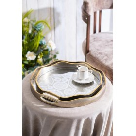 Resim Acar 2'Li Bronz Cam Tepsi - 39.5/34 Cm 