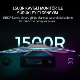 Resim Gamepower 27" Vivid V60 Curved Rgb 0.5ms 240Hz Va Fhd 1500R Hdr Adaptive Sync Beyaz Gaming Monitör 