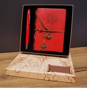Resim neararsanbizden Kırmızı Pusula Tasarım Deri Defter Ve Touchpen Kalem Seti 