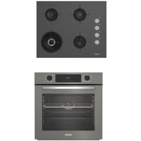 Resim Altus 2'li Gri Cam Ankastre Set 189 Dg Woklu - 322 G Turbo Fırın 