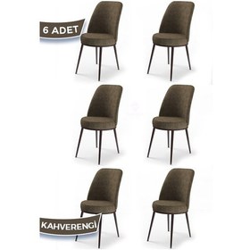 Resim Canisa Dexa Serisi, Üst Kalite Mutfak Sandalyesi, 6 Adet Kahve Sandalye, Metal Kahverengi Iskeletli Sandalye Kahve Ayaklar Kahve 