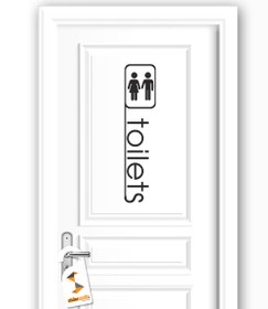 Resim Toilets Tuvalet WC Kadın Erkek Dekoratif Çok Amaçlı Dekoratif Kapı, Duvar Sticker - 14x58 cm / Siyah / Dekoratif Sticker 