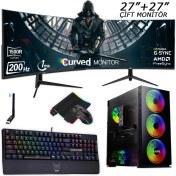 Resim İzoly Mask x İ5-12400F 32GB 256GB M.2 NVME+512GB SSD Geforce Rtx 4060 8gb 27"+27" Oyuncu Masaüstü Bilgisayarı 