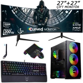 Resim İzoly Mask x İ5-12400F 32GB 256GB M.2 NVME+512GB SSD Geforce Rtx 4060 8gb 27"+27" Oyuncu Masaüstü Bilgisayarı 