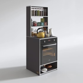 Resim Kenzlife ankastre fırın dolabı canfeza gri 165*60*56 mutfak raflı 