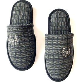 Resim Majhi Erkek Önü Kapalı Terlik Peluş Yıkanabilir Ev Terliği Misafir Çeyiz Damat Terliği Erkek Terlik 