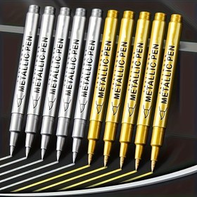 Resim 8 adet Altın, Gümüş ve Beyaz Kalıcı Metal Kalemi - Su Geçirmez, DIY El Sanatları, Reçine Sanat ve Ofis Malzemeleri için Uygun 