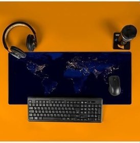 Resim Hediyesepeti Gece Dünya Haritası Baskılı 70X30 Büyük Boy Mousepad - Mouse Pad - Fare Altlığı 