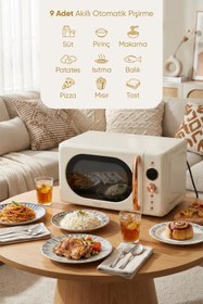 Resim Fressi Retro Minetta 20 Litre Izgara Raflı Mikrodalga Fırın 700W FR-MW207 