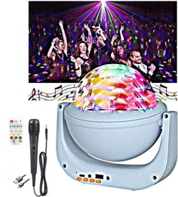 Resim newnet RGB Bluetoothlu Kareoke Hoparlör - Disko Topu Sese Duyarlı Renkler Kumandalı Renkli Led Top+Fm Radyo 