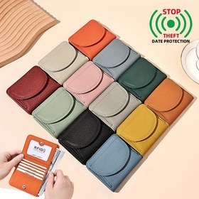 Resim BANYANU Kadınlar için Gerçek Deri Mini Cüzdan Seti, 6 Kart Tutucu ve 1 Madeni Para Cüzdanı ile, Snap Kapatma, Polyester Astar, Büyük Banknot Yuvası, Ona İdeal Hediye, Madeni Para Cüzdanı Seti | Vintage Stil Cüzdan | Gerçek Deri Cüzdan, Banyanu 