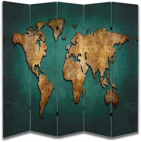 Resim Coğrafya Tasarımlı Oda Bölücü Paravan 180 x 200 cm 