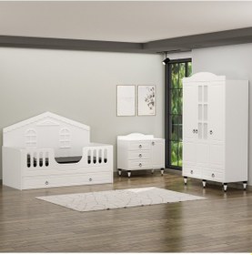 Resim Sude Membran Yavrulu Montessori Çocuk Odası Takımı - Beyaz Diğer 