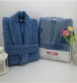 Resim Sertay Havlu %100 Pamuk Bukle Lüks Tek Bornoz S0075 Mavi 