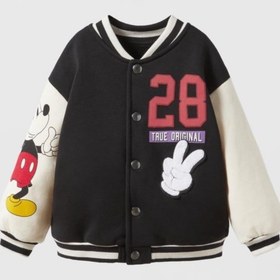 Resim Pink Hippo Kids Unisex Aplikeli Mickey Detaylı Kontrast Kolej Bomber Çocuk Ceket 