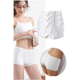 Resim 3 Adet Kadın Dikişsiz Görünmez İz Yapmaz Mini Şort Boxer Beyaz Altın - Lacivert 