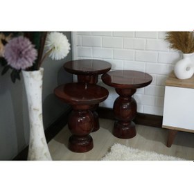 Resim 3'lü Karpuz Model Yan Sehpa Kahverengi 