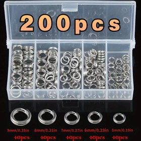 Resim 200 Adet Premium Paslanmaz Çelik Bölünmüş Halkalar - Yüksek Dayanıklılık, Pas Dirençli Snap Bağlantı Elemanları - Ağaççılar İçin Ağır Yük Yönlendirme Bağlantıları, Çeşitli Balıkçılık Ekipmanları İçin İdeal 