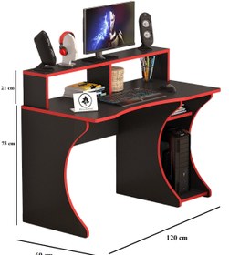 Resim OlcayAksesuar Oyuncu Masası Gamer Model Çalışma Masası Siyah-Kırmızı Model 