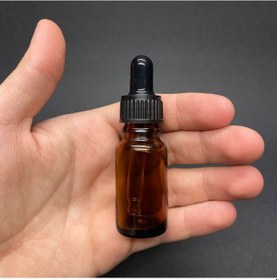 Resim Kahverengi Cam Damlalıklı Şişe Siyah Plastik Kapak 10 ML 