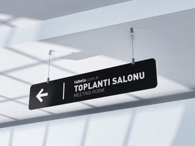 Resim Askılı Yön Tabelası - Çift Yön / Siyah / Var 