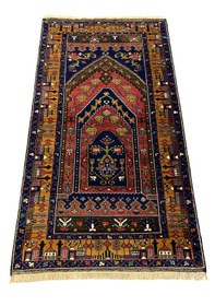 Resim El Dokuma Yahyalı Büyük Mihraplı 115x210 Antika Kök Boya Halı 