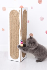 Resim Saule Kedi Tırmalama Tahtası Köşe Model Boncuk Detaylı Beyaz Renk 