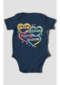 Resim Morivokids Annem Yoldaşım Teyzem Yandaşım Kısa Kollu Bebek Body Lacivert 