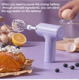 Resim Xuweiwei Usb Şarjlı Taşınabilir El Mikseri Mor 1 Adet Ev Profesyonel Kek Kurabiye Çırpıcı 