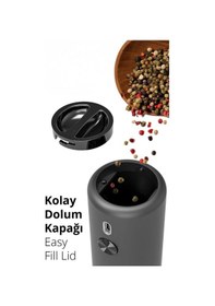 Resim Kiwi Kspg-4851 Şarjlı Tuz Karabiber Değirmeni Otomatik Baharat Öğütücü Siyah 