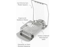 Resim Esmo Home Busstier Yumurta Dilimleyici Pratik Mutfak Aparatı, Eşit Dilimler Için Dayanıklı Metal Telli, Sadece Haşlanmış Yumurta Için Sunum Dilimleme Aleti, Salata ve Kahvaltı Hazırlayıcı 