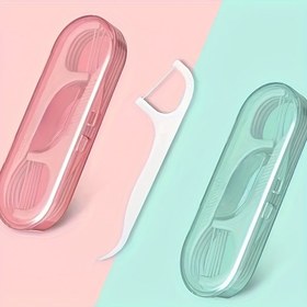 Resim 2 Adet Taşınabilir Diş İpi ve Kürdan Saklama Kutuları - Her Birinde 2'li Mavi & Yeşil Şeffaf Naylon Kaplar, Seyahat için Kompakt Çanta, Yolda Ağız Hijyeni İçin Ergonomik Tutuş, Kişiselleştirilmiş Bakım Aksesuarı, Şık Ağız Bakımı, Naylon Yapı 