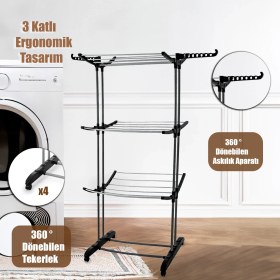 Resim EC Shop Doğrular-Perilla Flyby 3 Katlı Aliminyum Çamaşır Kurutmalığı FMA401088 