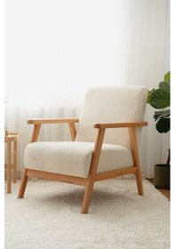 Resim Nika Ahşap Berjer Beyaz 