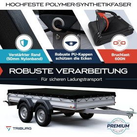 Resim Triburg Ince Ilmikli Römork Ağı 3 x 4 M, Uv Koruma & Yük Emniyet Ağı, Alman Kalitesi 