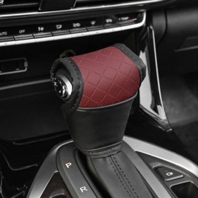 Resim Willowhaven 1 Adet Dayanıklı Araç Vites Kolu Kılıfı Koyu Kırmızı Pu Deri Vites Koruyucu 
