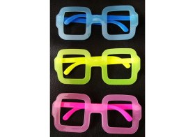 Resim Fosforlu Kare Model Glow Parti Gözlüğü Karanlıkta Yanan Gözlükler 12 Adet 