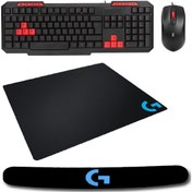 Resim Everest KM-6825 Multimedia Klavye + Mouse Set Logitech Klavye Pad + Logitech Mouse Pad Gaming Set 