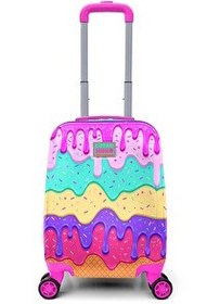 Resim Elatae 4 Tekerlekli Policarbon Kırılmaz Pembe Rengarenk Dondurma Desenli Çocuk Valizi 